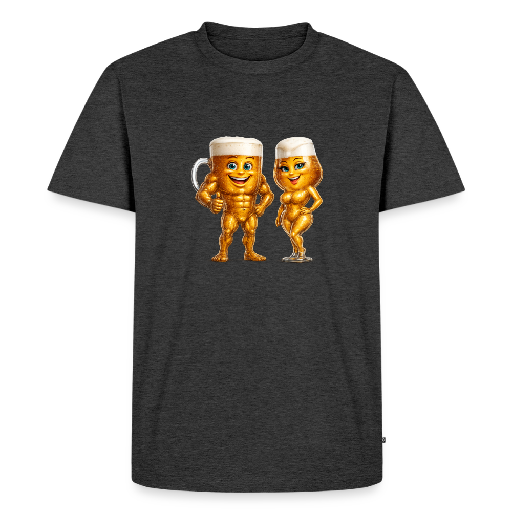 Premium T-Shirt "Bierpärchen" - Anthrazit meliert