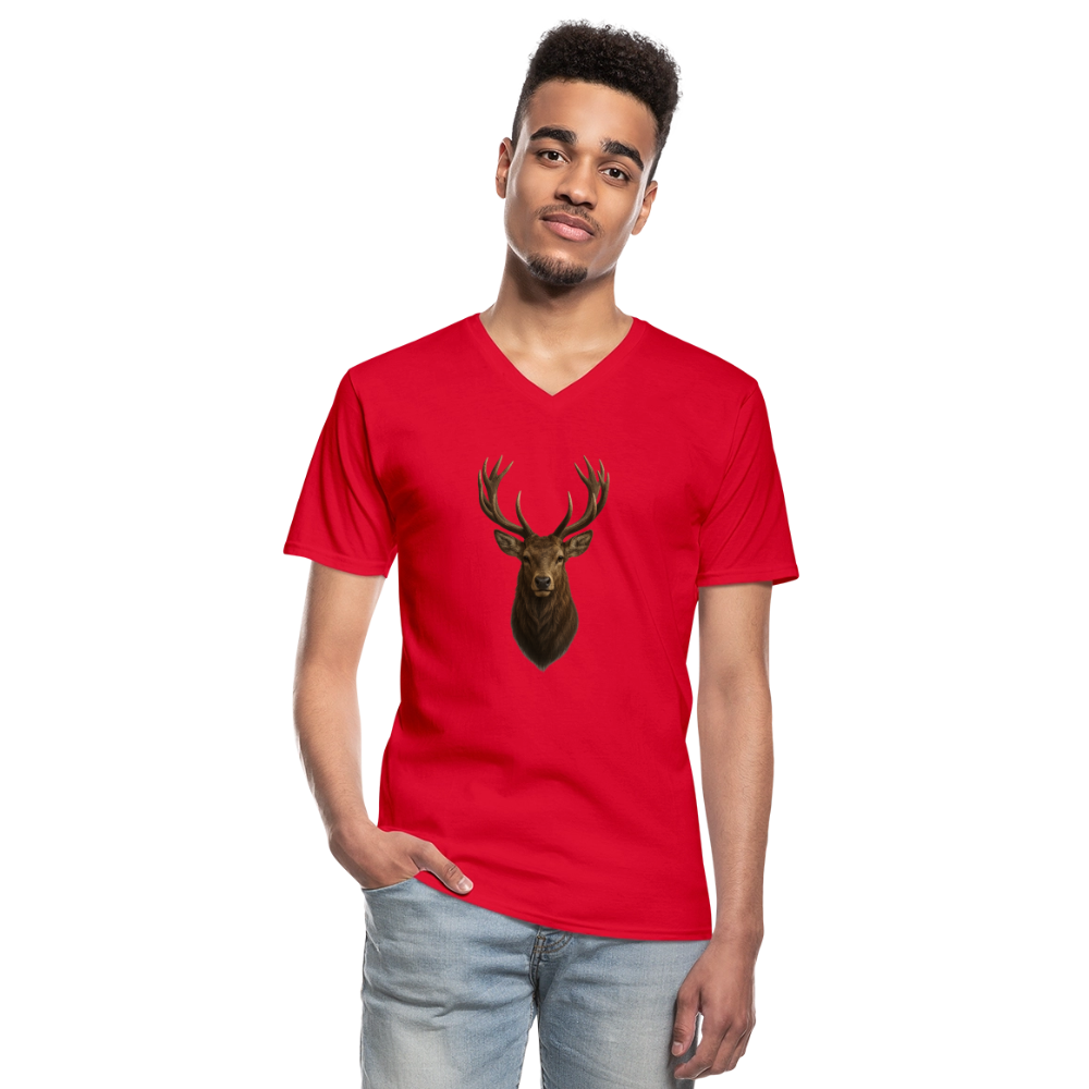 Männer V-Shirt "Hirsch" - Rot