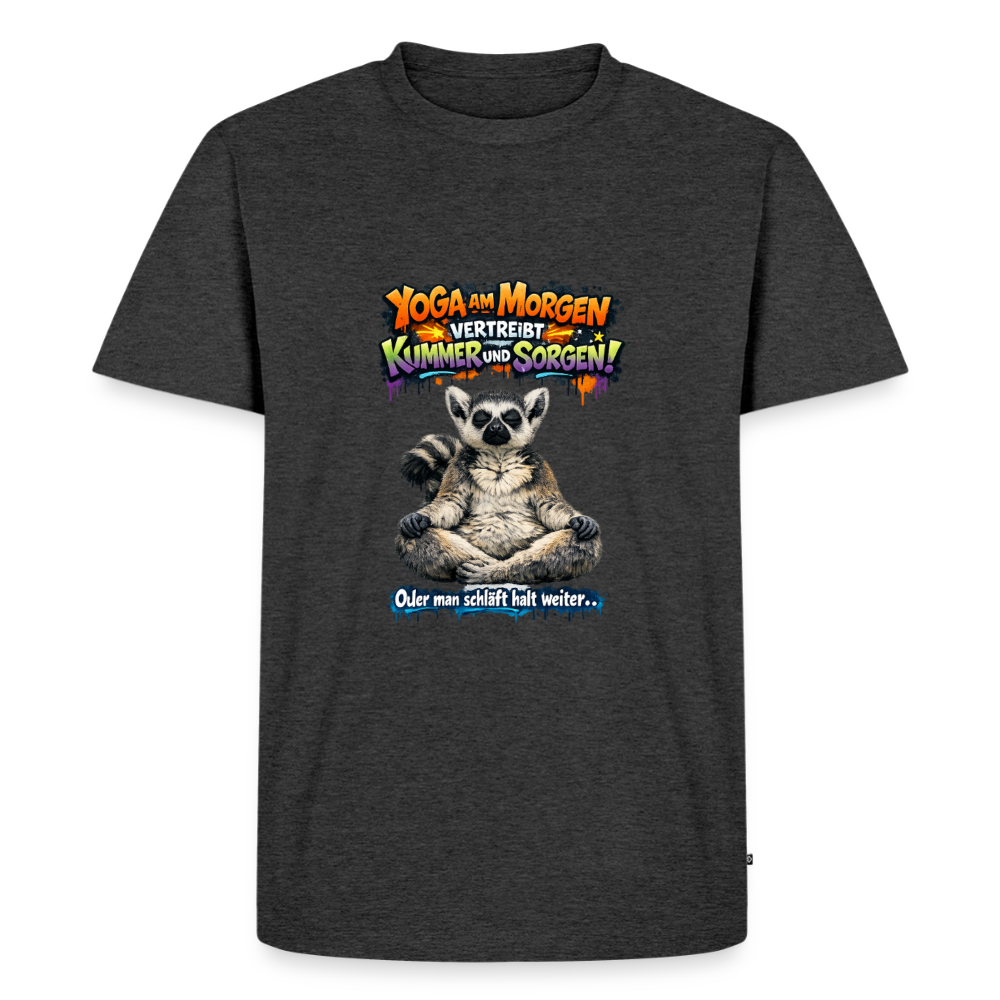 Premium T-Shirt "Yoga am Morgen" - Anthrazit meliert