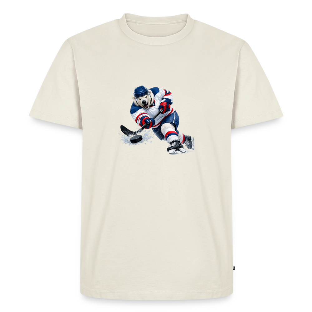 Premium T-Shirt "Hockey Eisbär" - Naturweiß