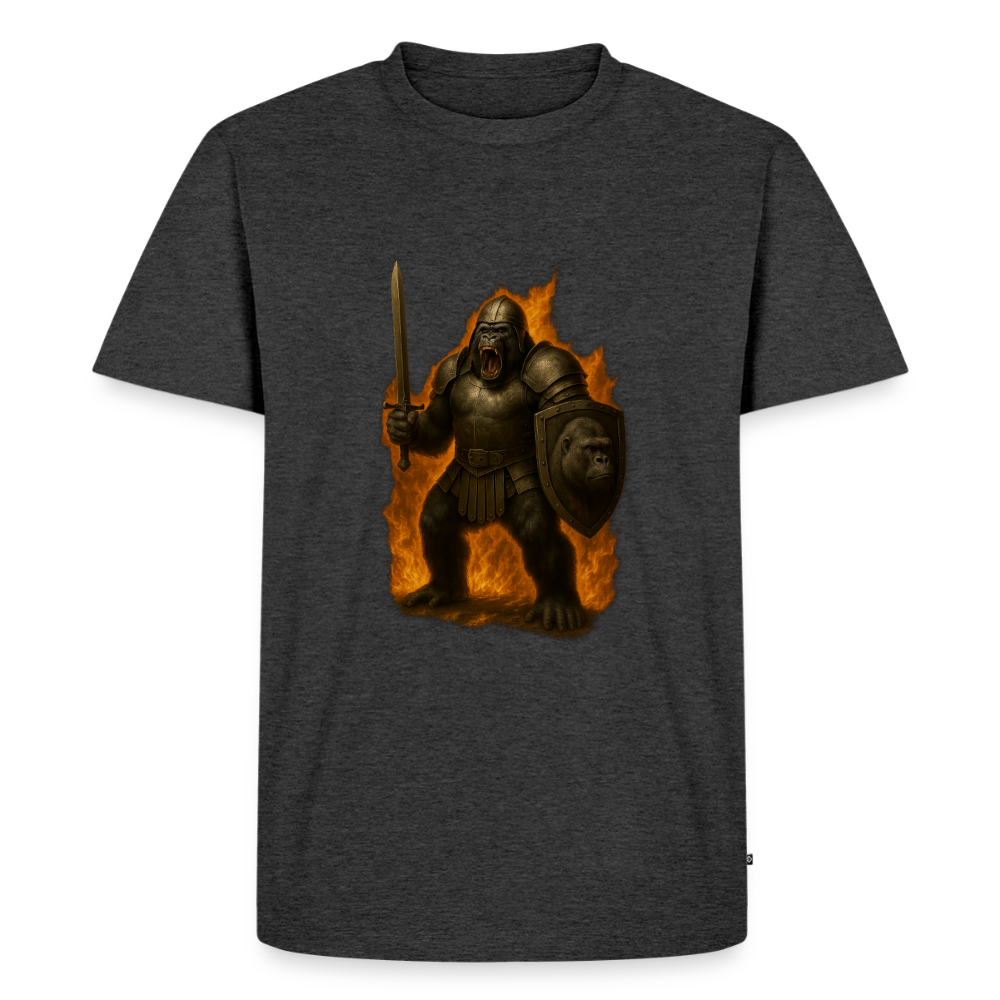 Premium T-Shirt "Gorilla in Flammen" - Anthrazit meliert
