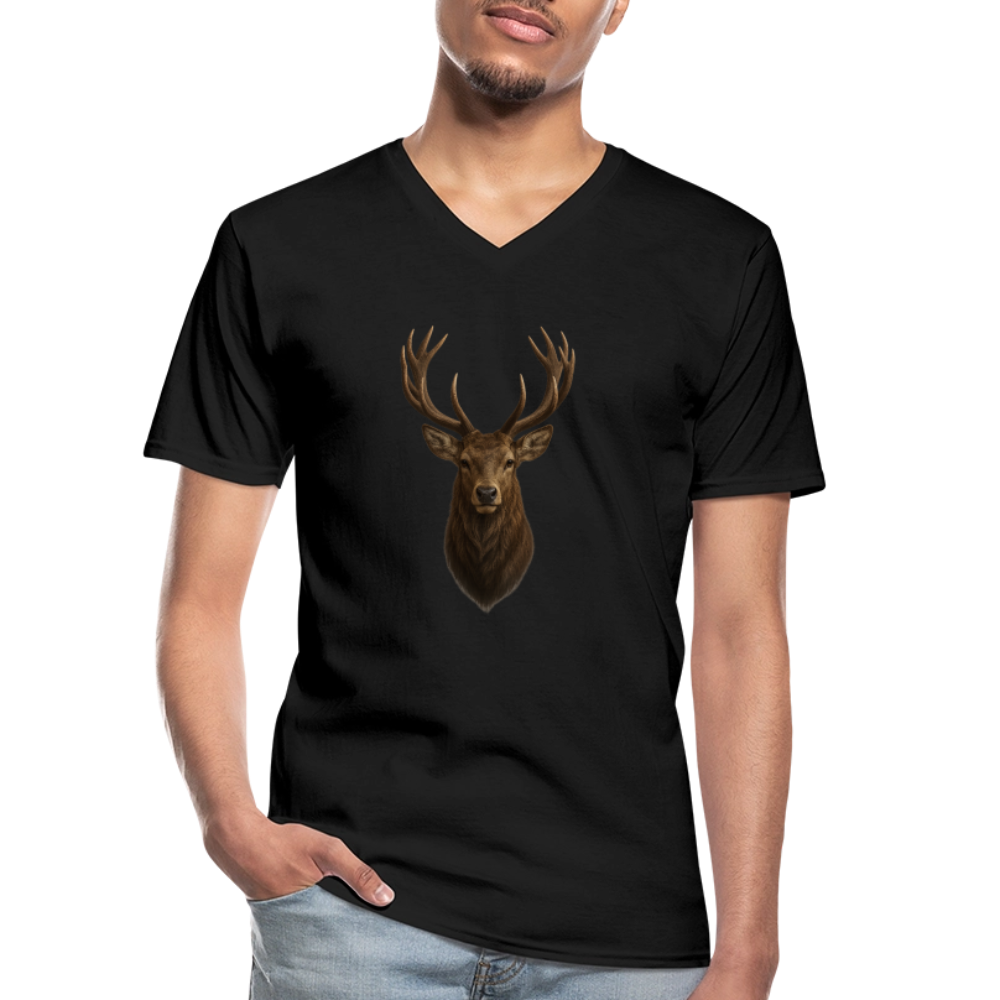 Männer V-Shirt "Hirsch" - Schwarz