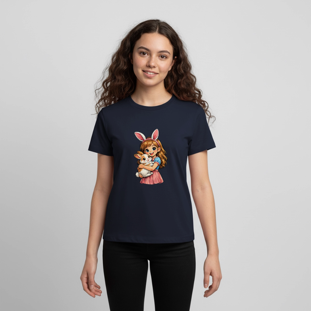 Teenager Premium T-Shirt "Mädchen mit Hase" - Navy