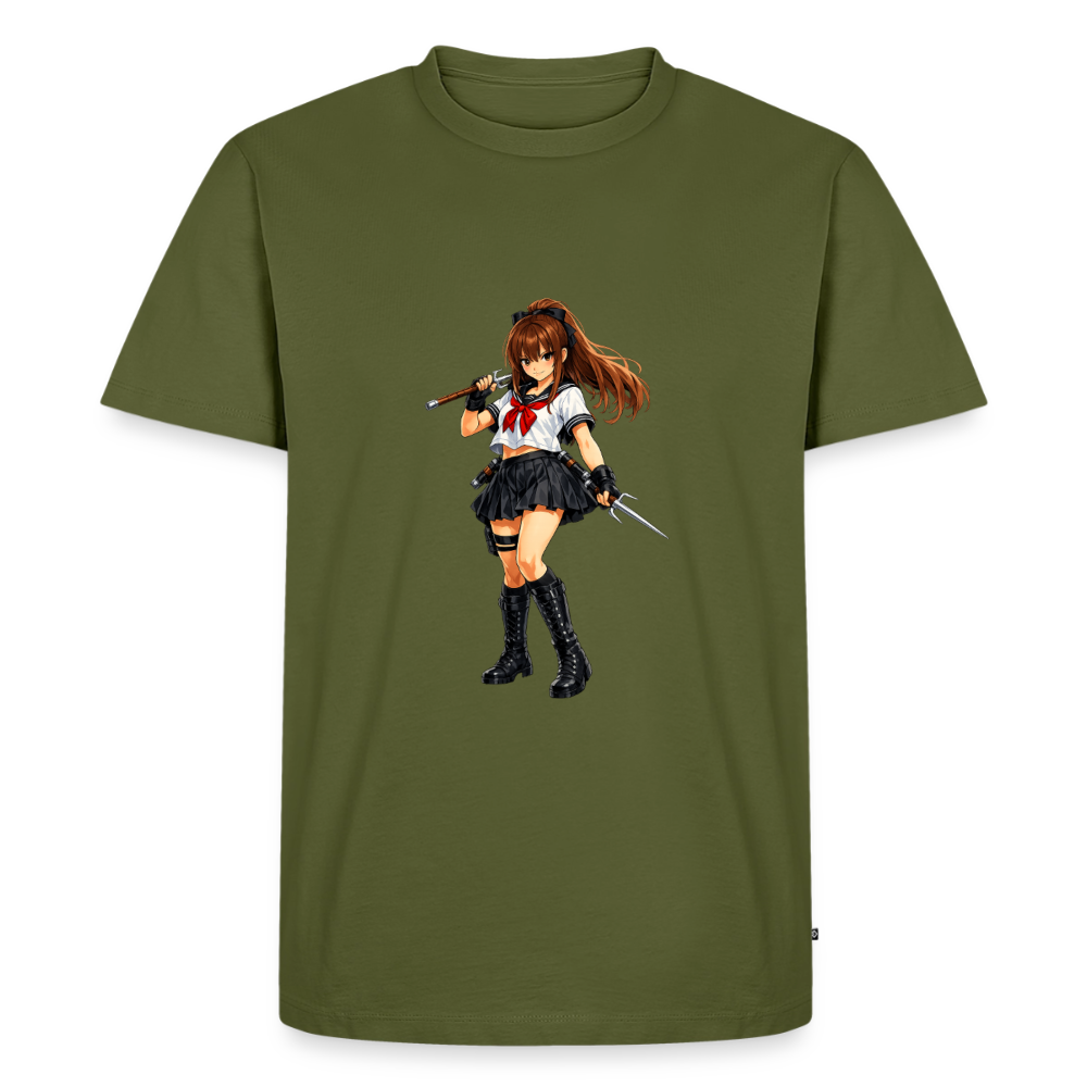 Premium T-Shirt "Anime Woman" - Khaki