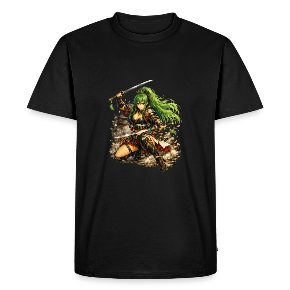 Premium T-Shirt "Anime Green Lady" - Schwarz