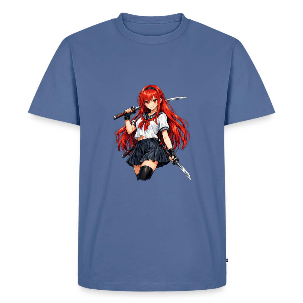 Premium T-Shirt "Anime Lady" - Taubenblau