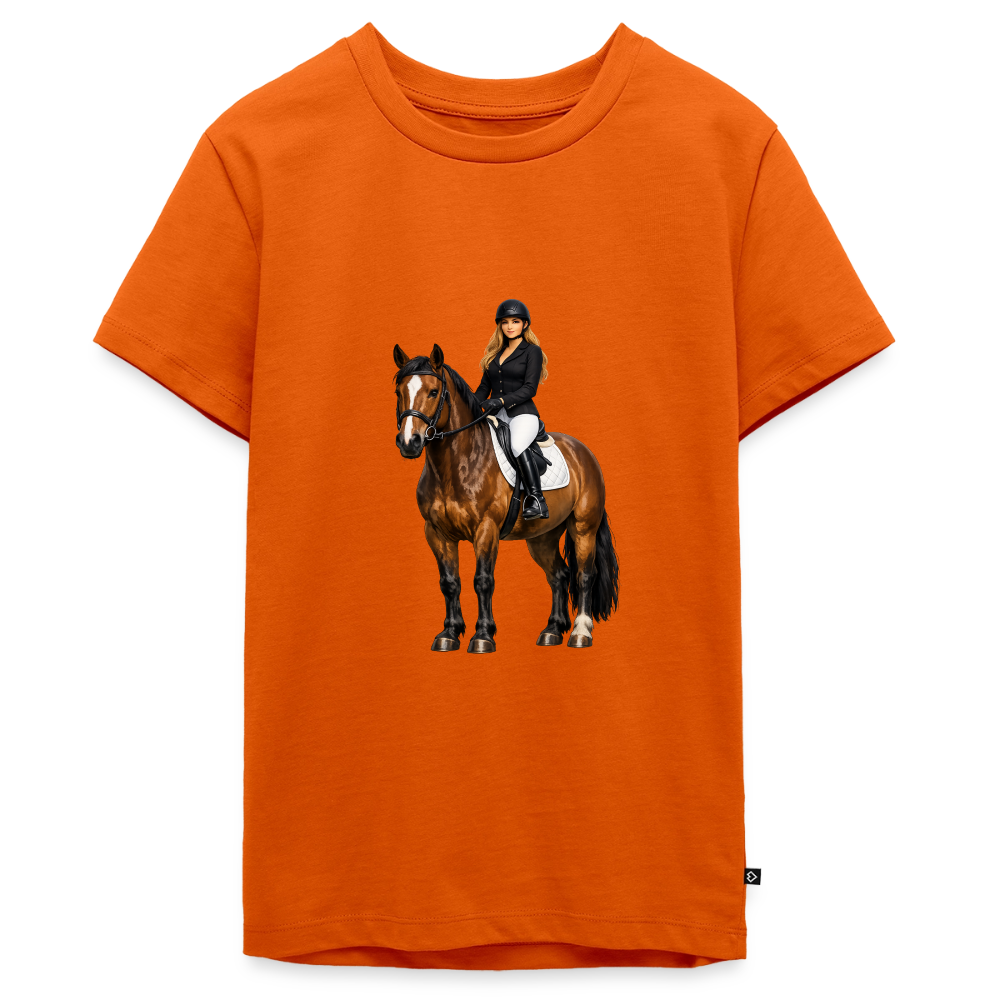 Premium T-Shirt "Frau auf Pferd" - Orange 