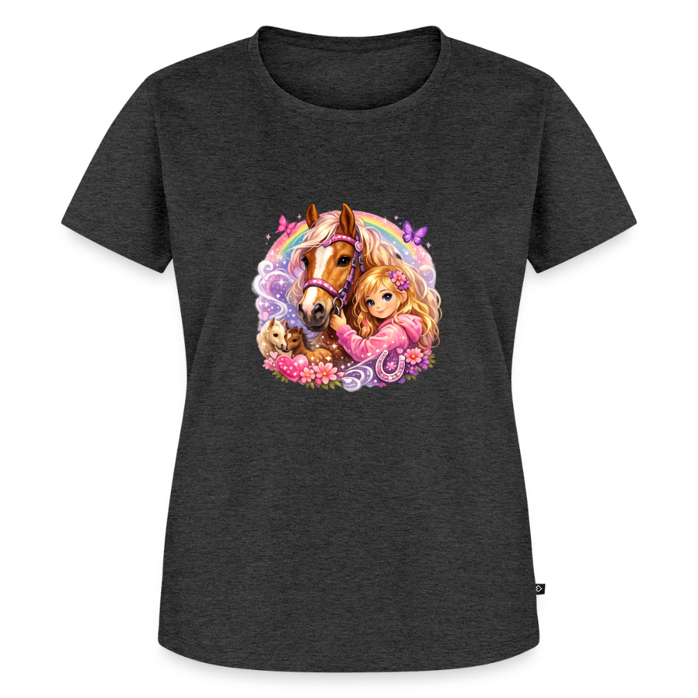 Premium T-Shirt "Pferd" - Anthrazit meliert