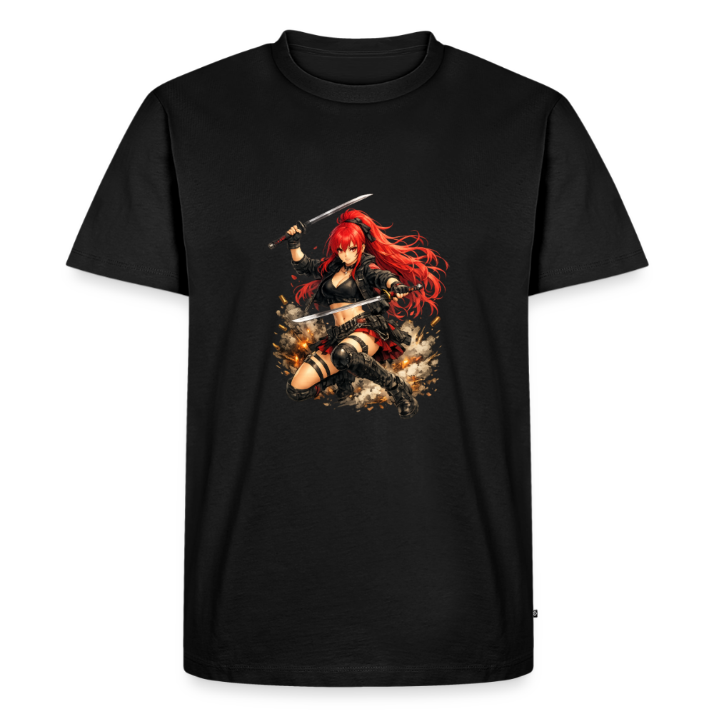 Premium T-Shirt "Anime Woman" - Schwarz