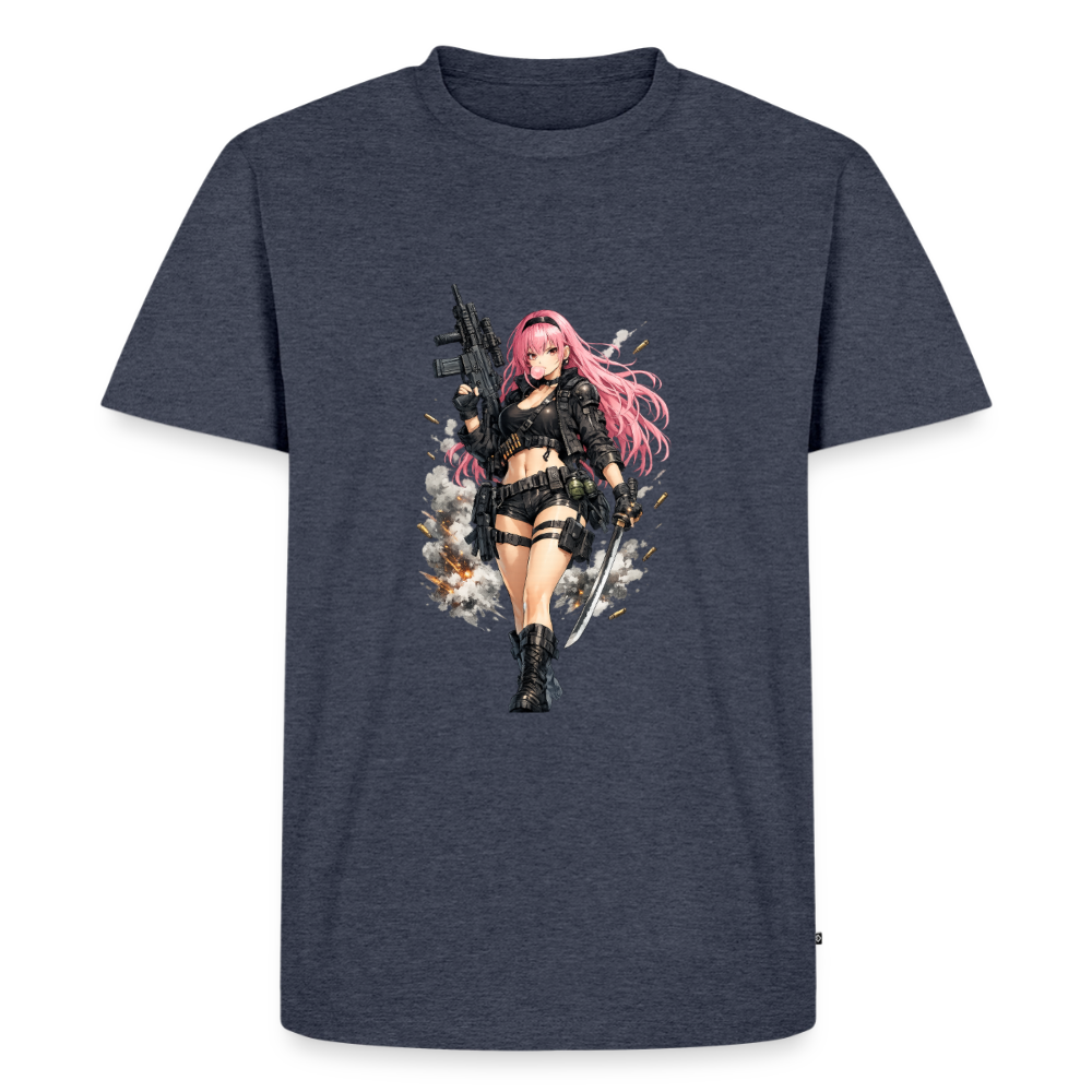 Premium T-Shirt "Anime Lady" - Jeansblau 