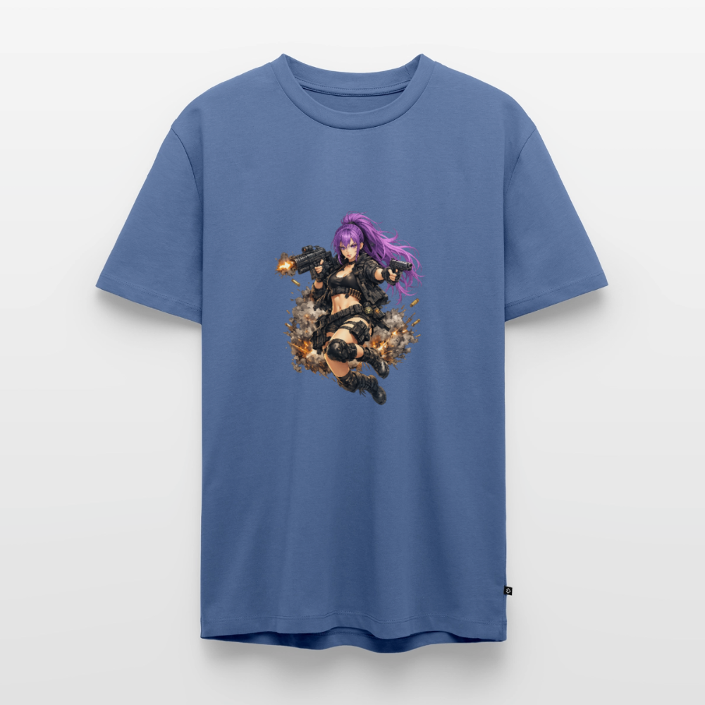Männer Premium T-Shirt "Purple Lady" - Taubenblau