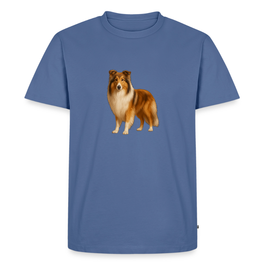 Premium T-Shirt "Collie" - Taubenblau