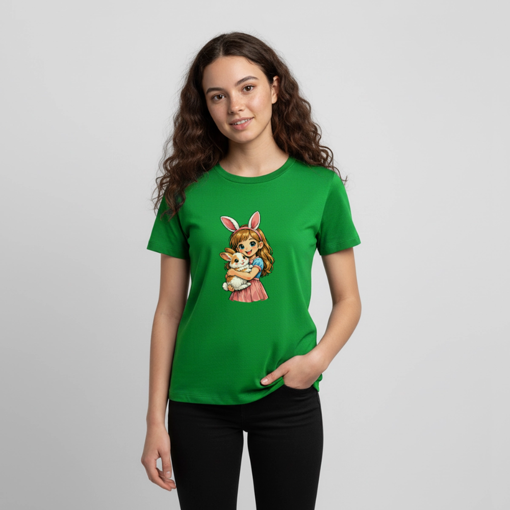 Teenager Premium T-Shirt "Mädchen mit Hase" - Grün