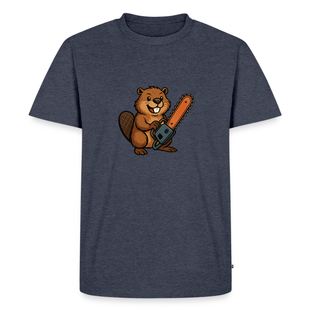 Premium T-Shirt "Bibersäge" - Jeansblau 