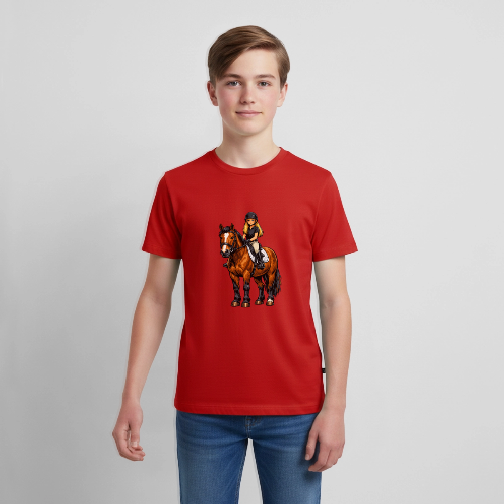 Premium T-Shirt "Mädchen auf Pferd" - Rot