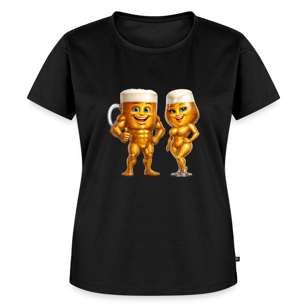 Premium T-Shirt "Bierpärchen" - Schwarz