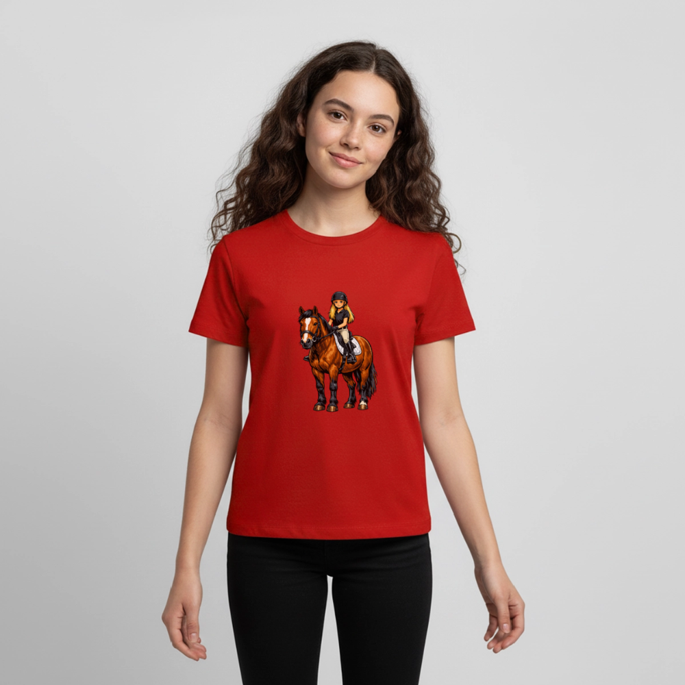 Premium T-Shirt "Mädchen auf Pferd" - Rot