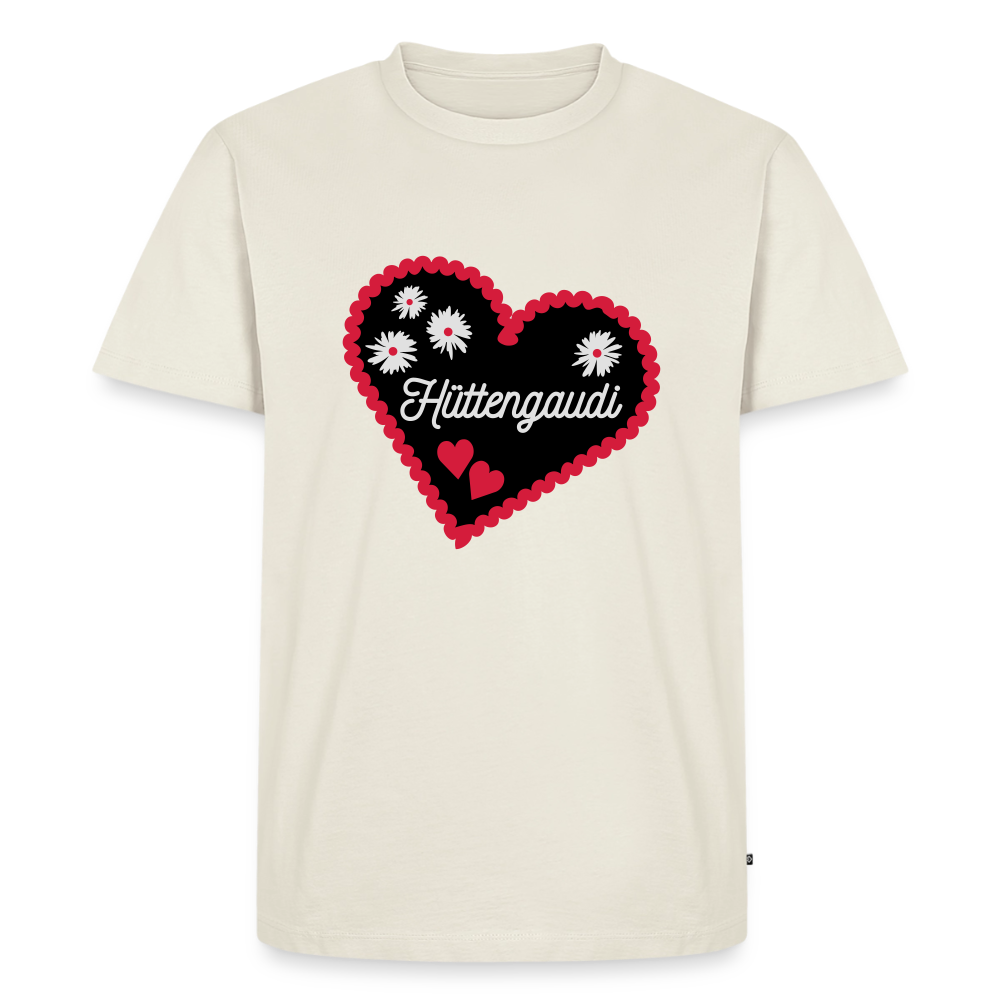 Premium T-Shirt "Hüttengaudi" - Naturweiß