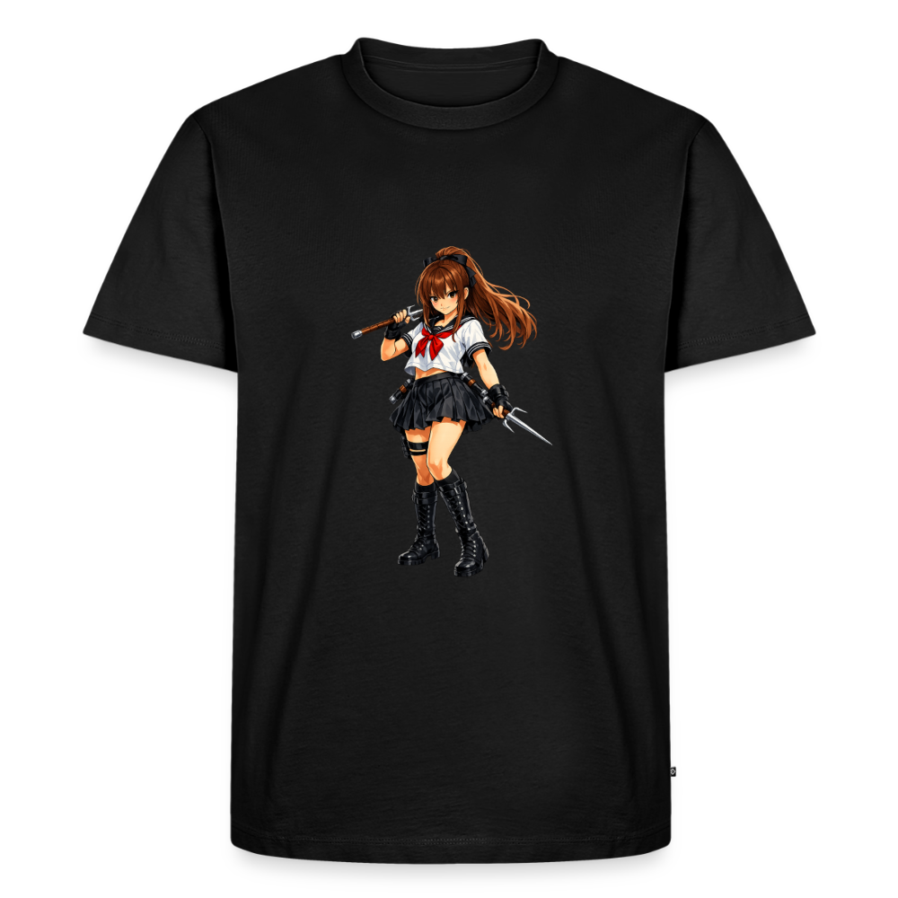 Premium T-Shirt "Anime Woman" - Schwarz