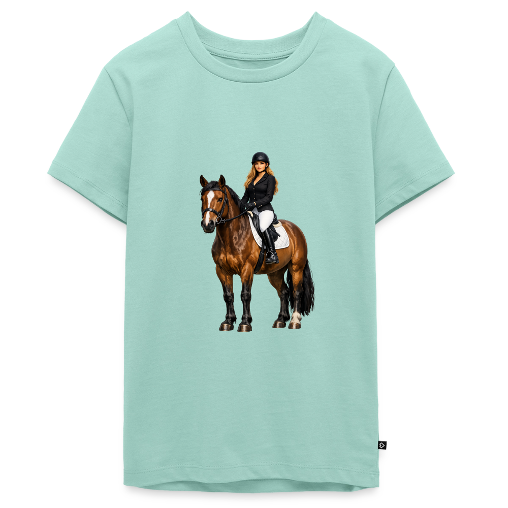 Premium T-Shirt "Frau auf Pferd" - Mint 