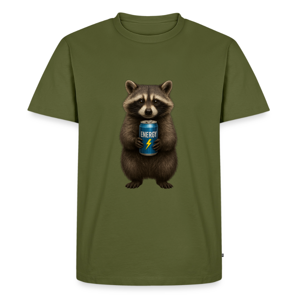 Premium T-Shirt "Energy Waschbär" - Khaki