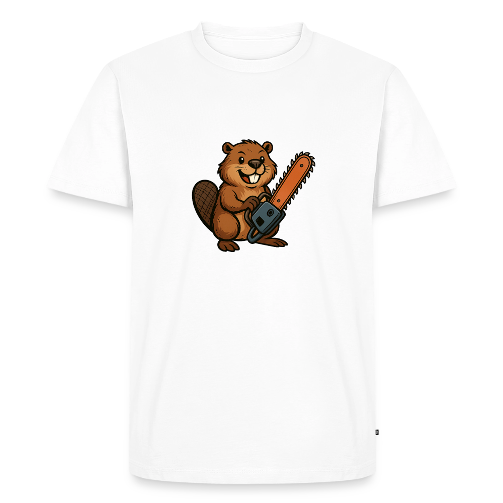 Premium T-Shirt "Bibersäge" - Weiß