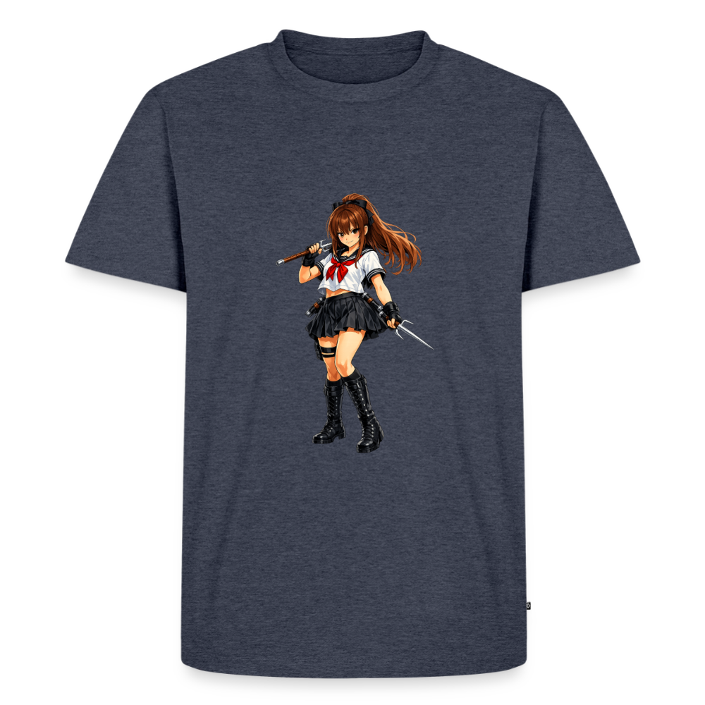 Premium T-Shirt "Anime Woman" - Jeansblau 