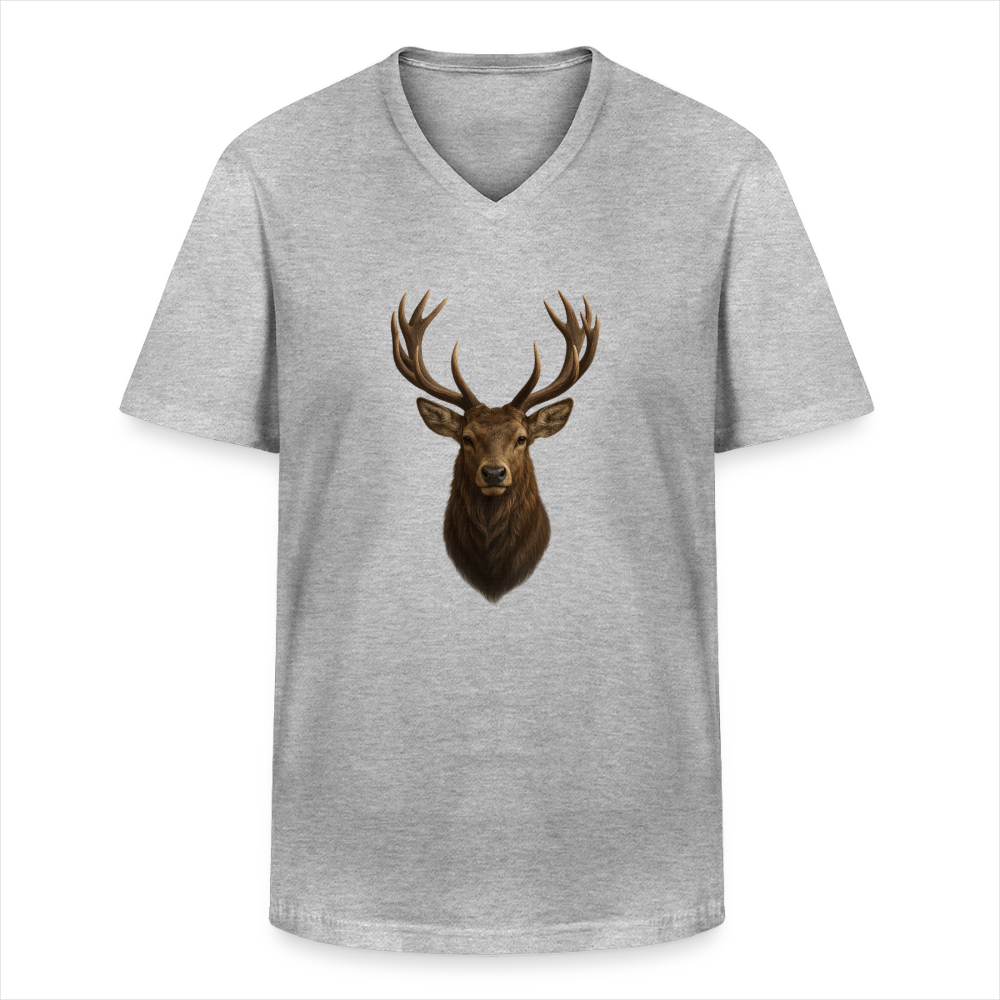 Männer V-Shirt "Hirsch" - Grau meliert