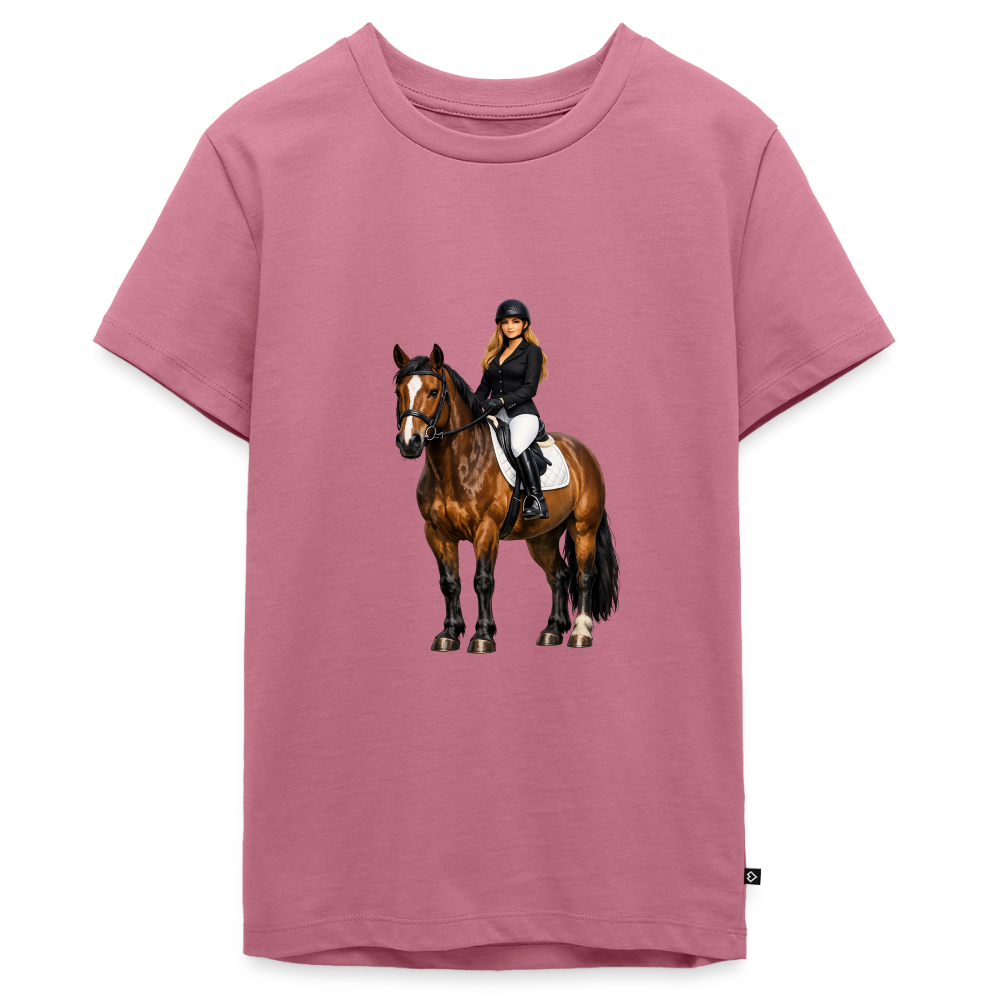 Premium T-Shirt "Frau auf Pferd" - Mauve