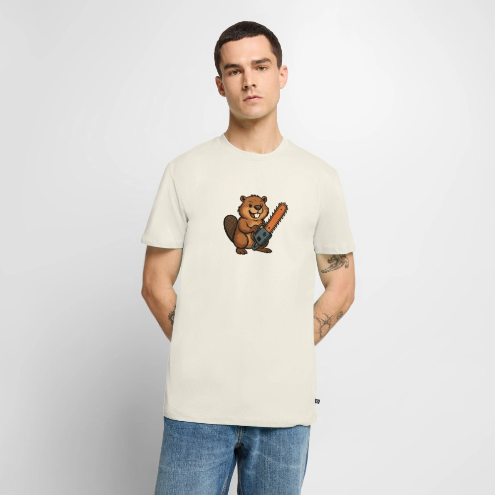 Premium T-Shirt "Bibersäge" - Naturweiß