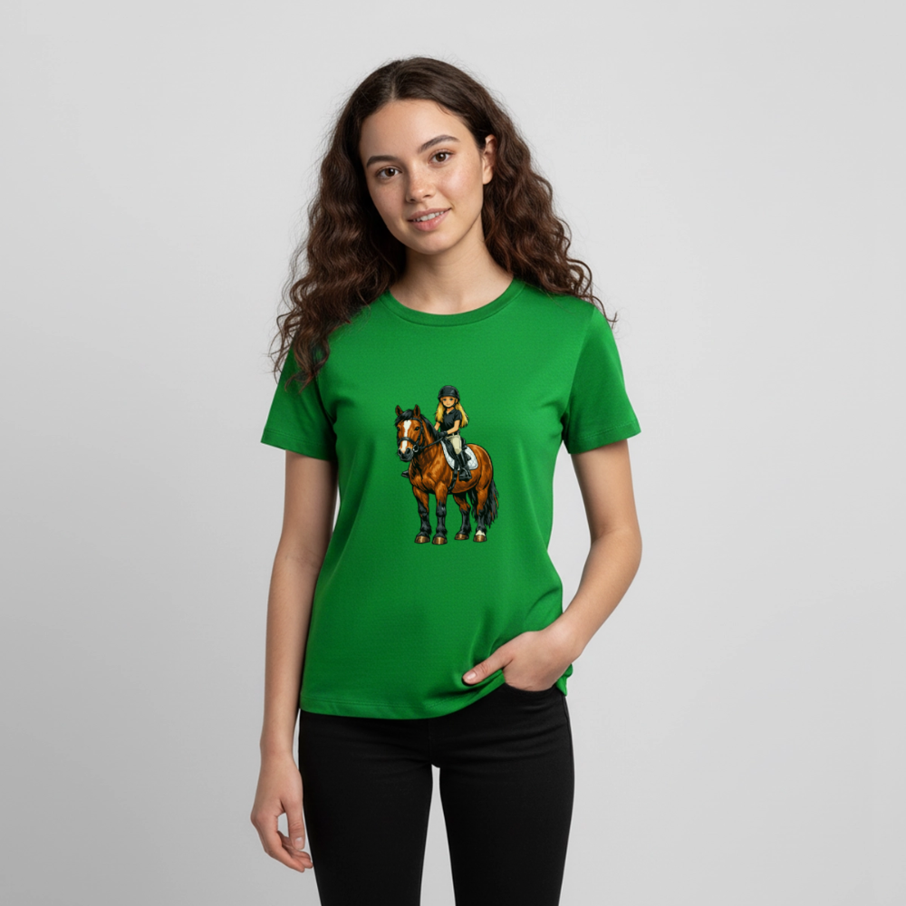 Premium T-Shirt "Mädchen auf Pferd" - Grün