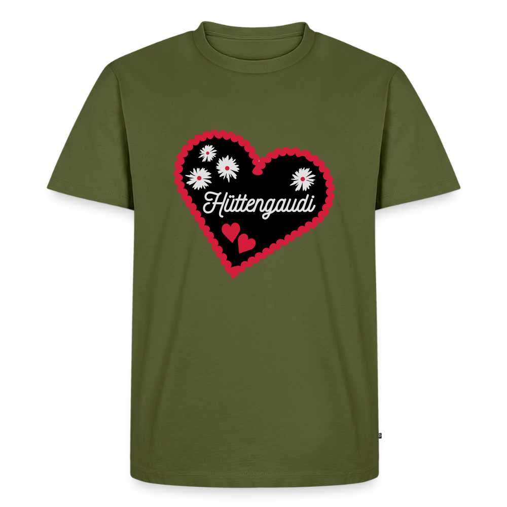 Premium T-Shirt "Hüttengaudi" - Khaki