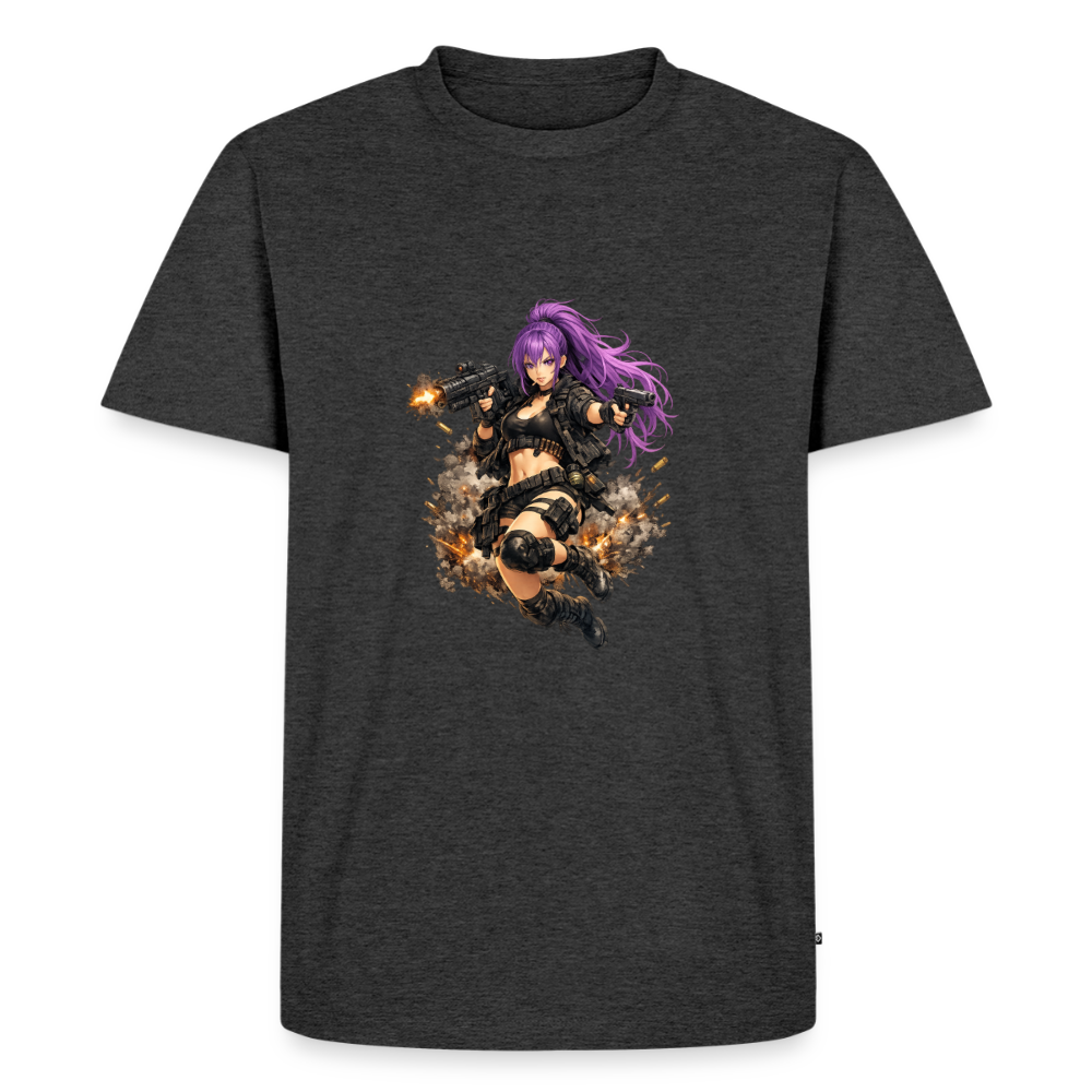 Männer Premium T-Shirt "Purple Lady" - Anthrazit meliert