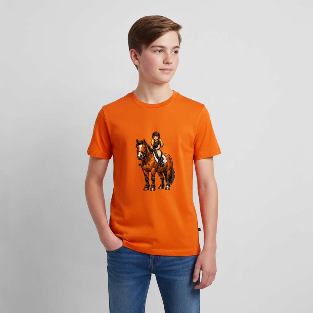 Premium T-Shirt "Mädchen auf Pferd" - Orange 