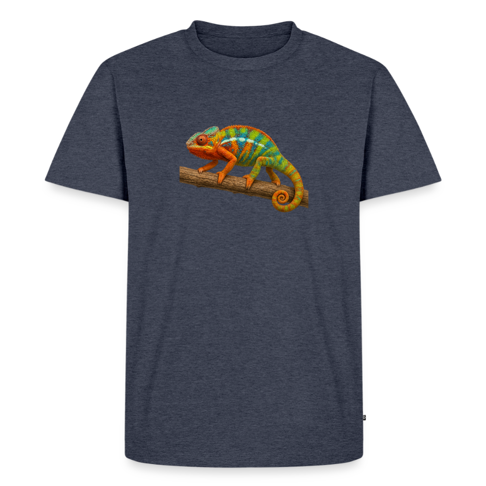 Premium T-Shirt "Cameleon auf Ast" - Jeansblau 