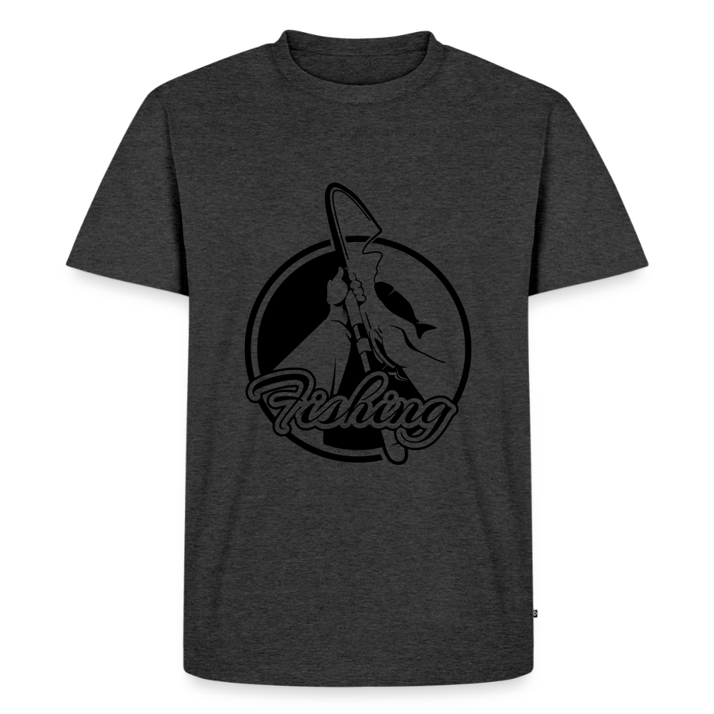 Premium T-Shirt "Fishing" - Anthrazit meliert