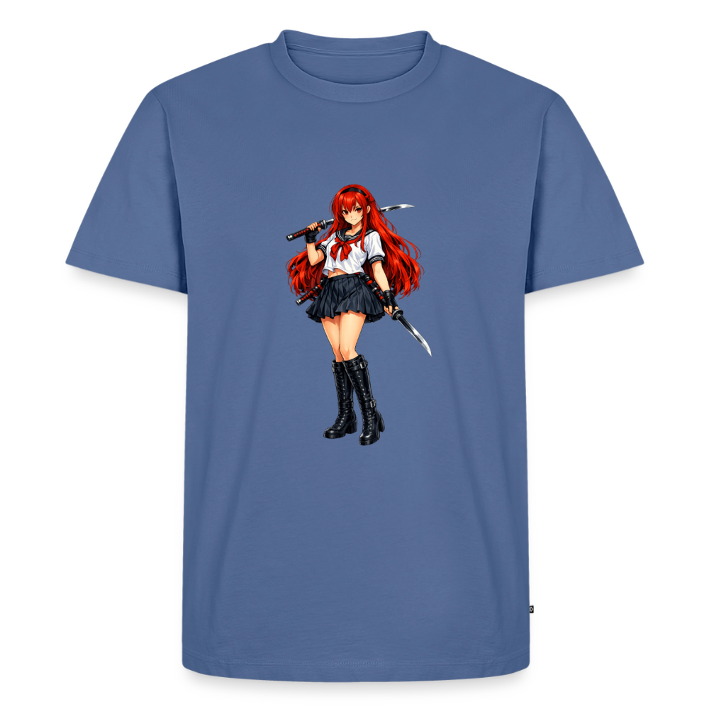 Premium T-Shirt "Red Lady" - Taubenblau