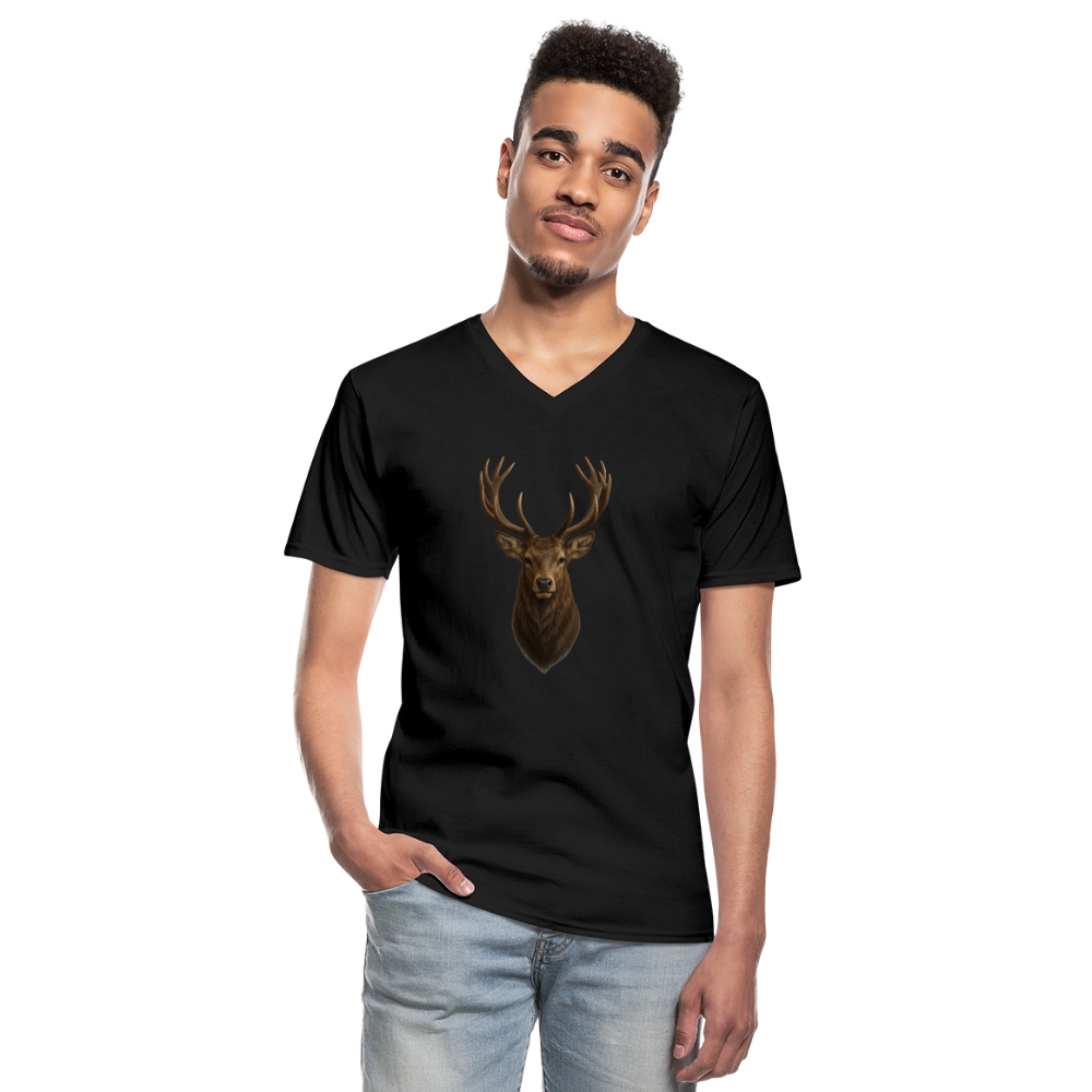 Männer V-Shirt "Hirsch" - Schwarz