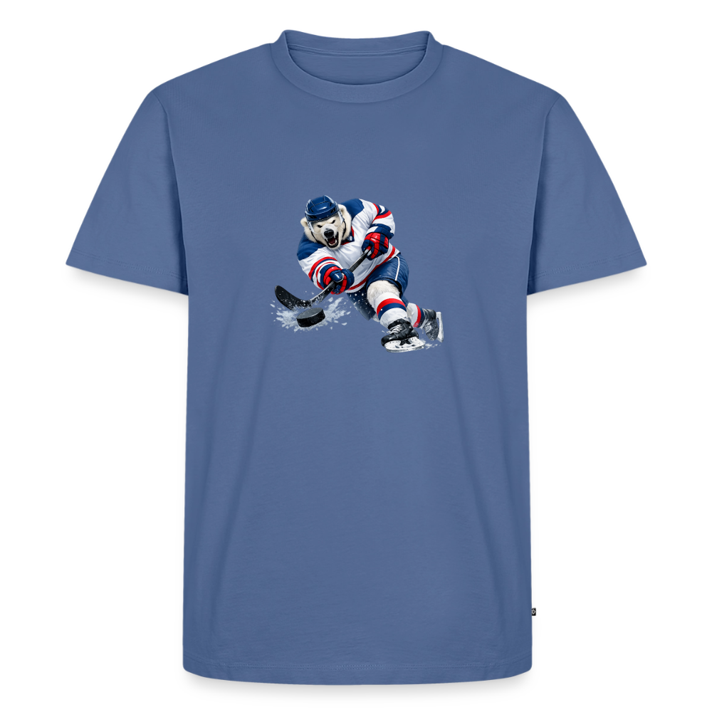 Premium T-Shirt "Hockey Eisbär" - Taubenblau
