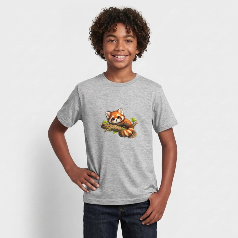 Teenager T-Shirt "Kleiner Panda" - Grau meliert