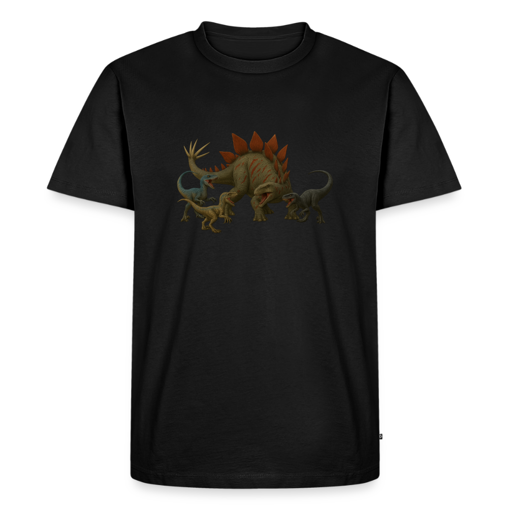 Premium T-Shirt "Stego vs Raptoren" - Schwarz