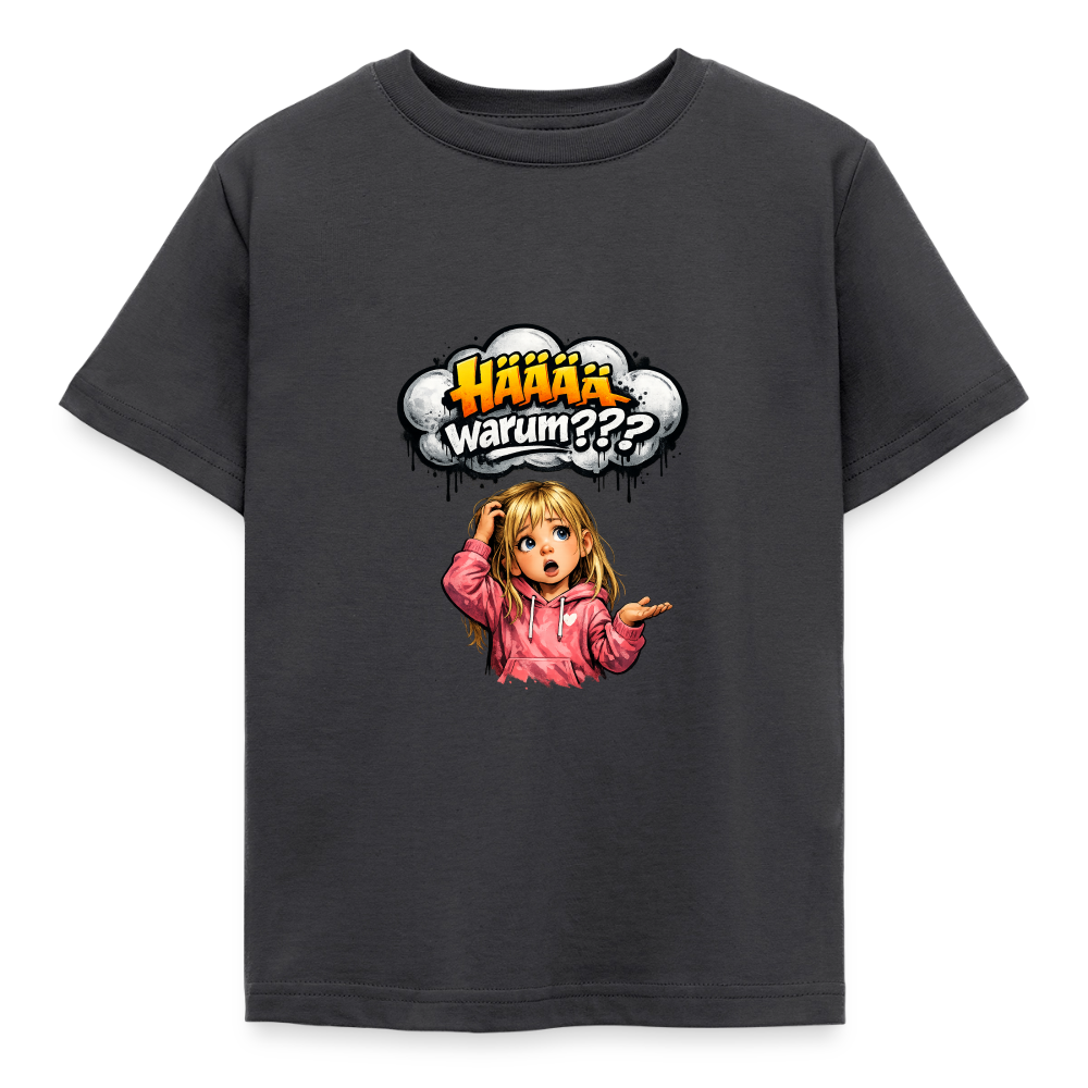 Kinder T-Shirt "Hääää warum" - Dunkelgrau