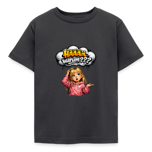 Kinder T-Shirt "Hääää warum" - Dunkelgrau