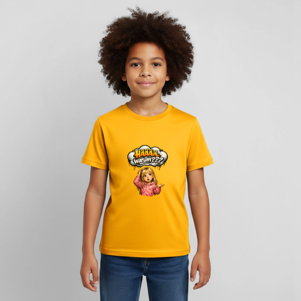 Kinder T-Shirt "Hääää warum" - Gold
