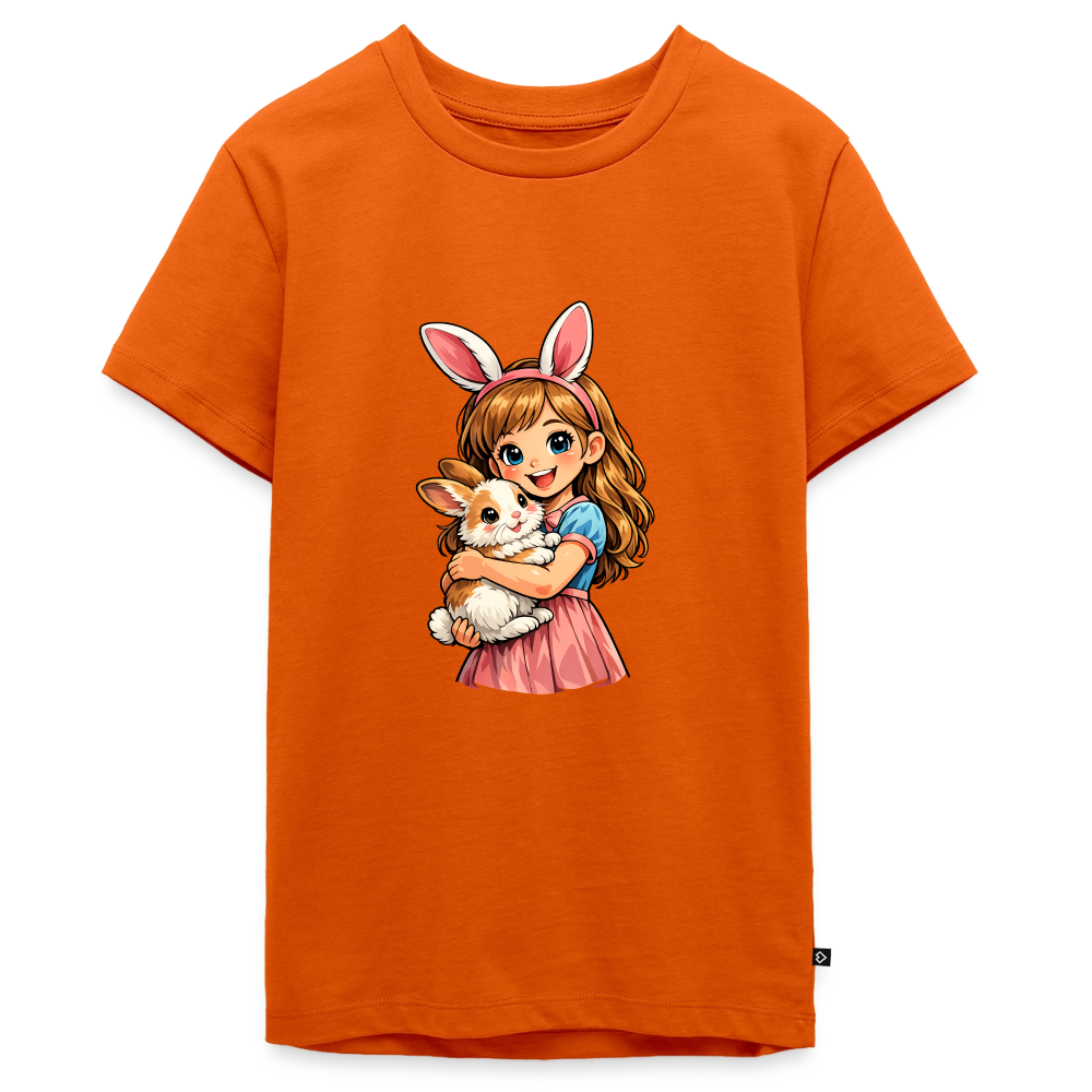 Teenager Premium T-Shirt "Mädchen mit Hase" - Orange 