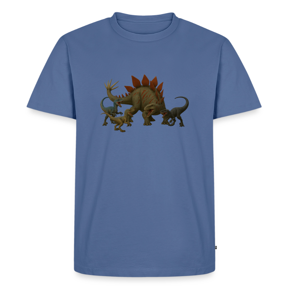 Premium T-Shirt "Stego vs Raptoren" - Taubenblau