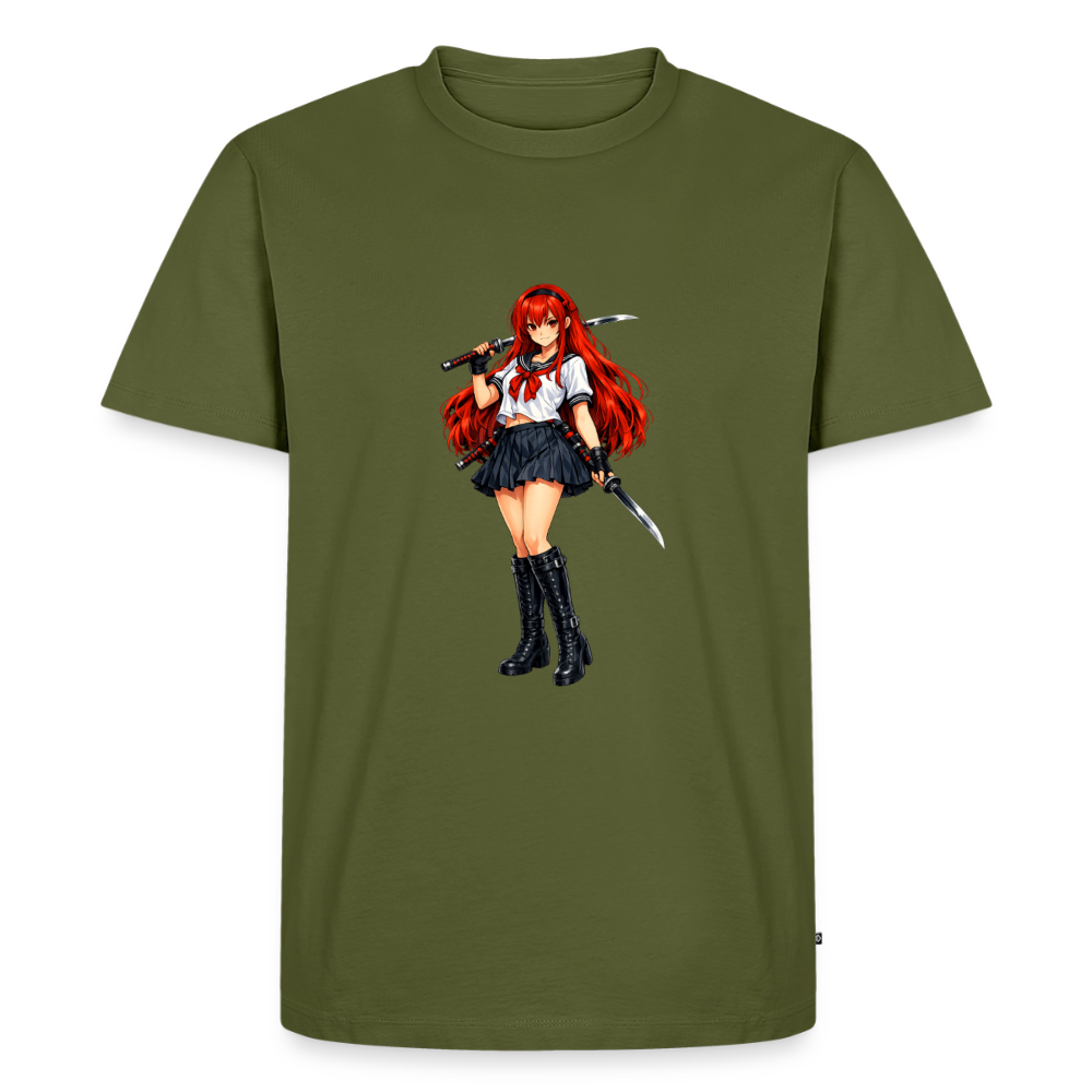 Premium T-Shirt "Red Lady" - Khaki