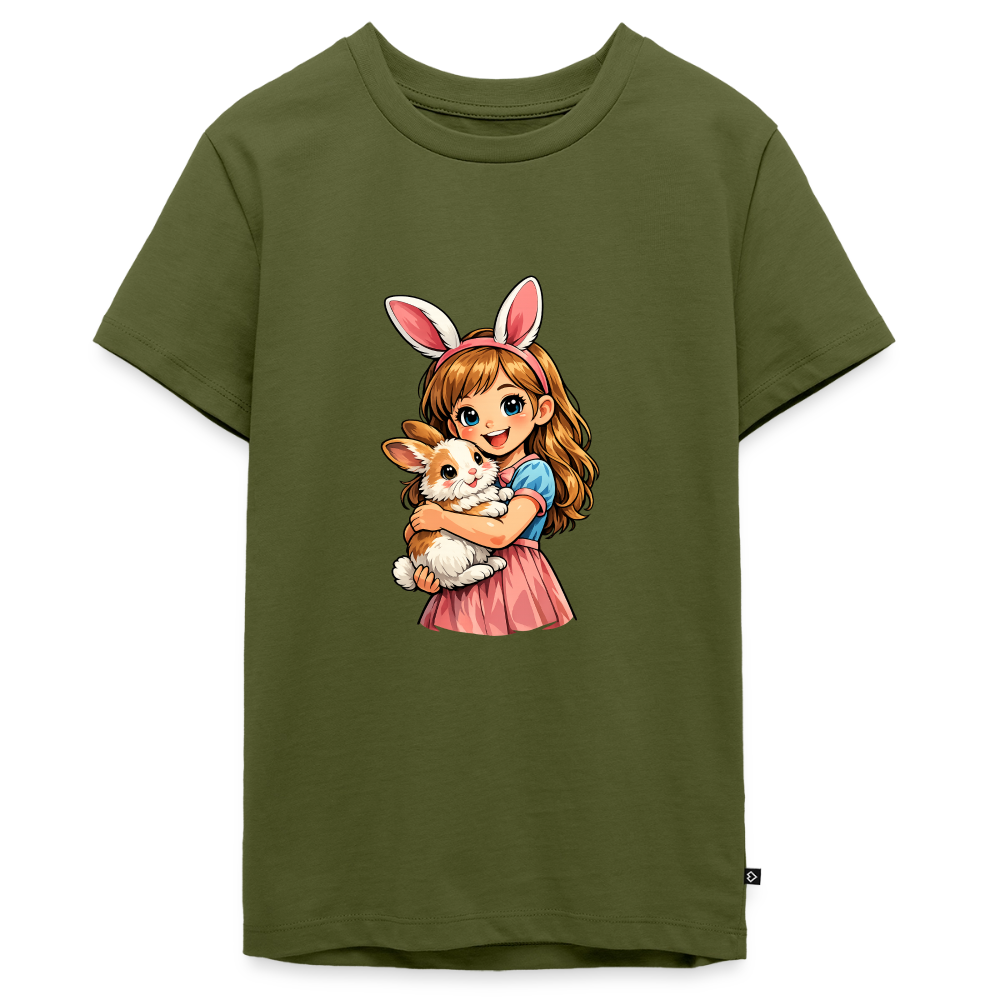 Teenager Premium T-Shirt "Mädchen mit Hase" - Khaki