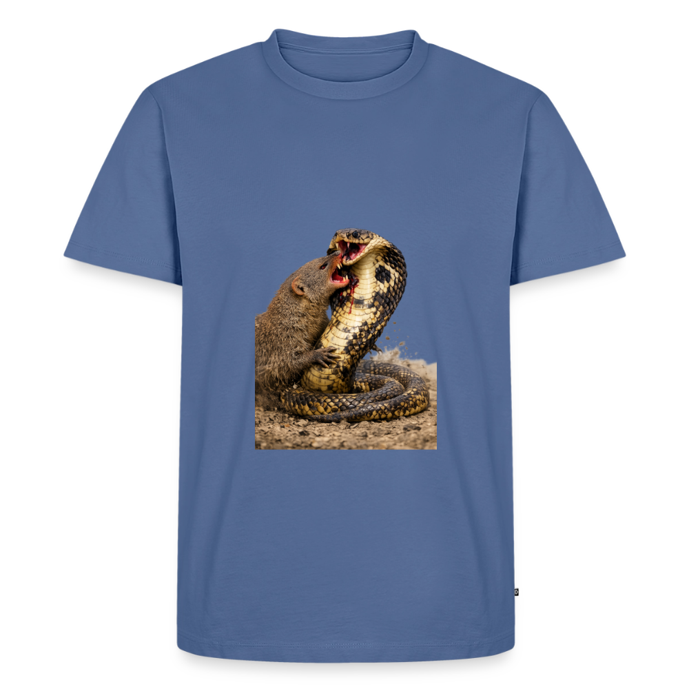 Premium T-Shirt "Mungo vs Cobra" - Taubenblau