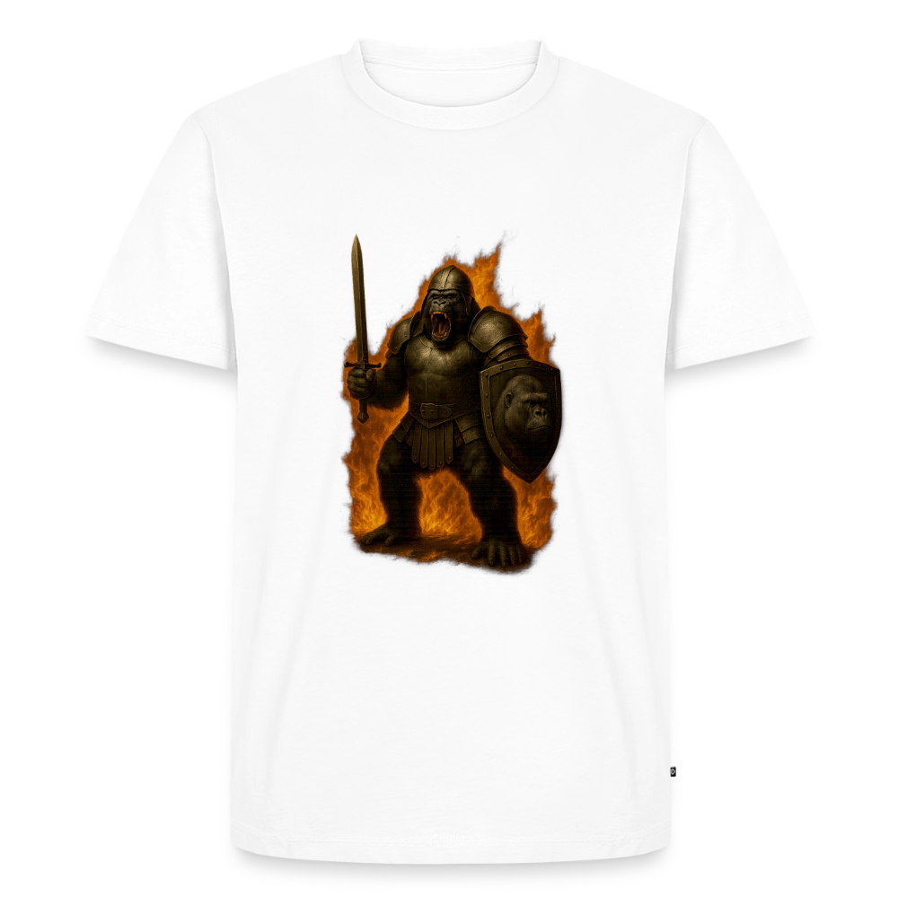 Premium T-Shirt "Gorilla in Flammen" - Weiß
